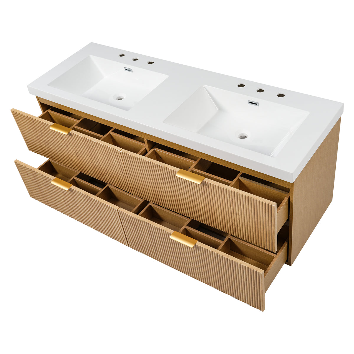 Dexmalle 59.3 Inch Double Sink Bathroom Vanity with SMC Top
