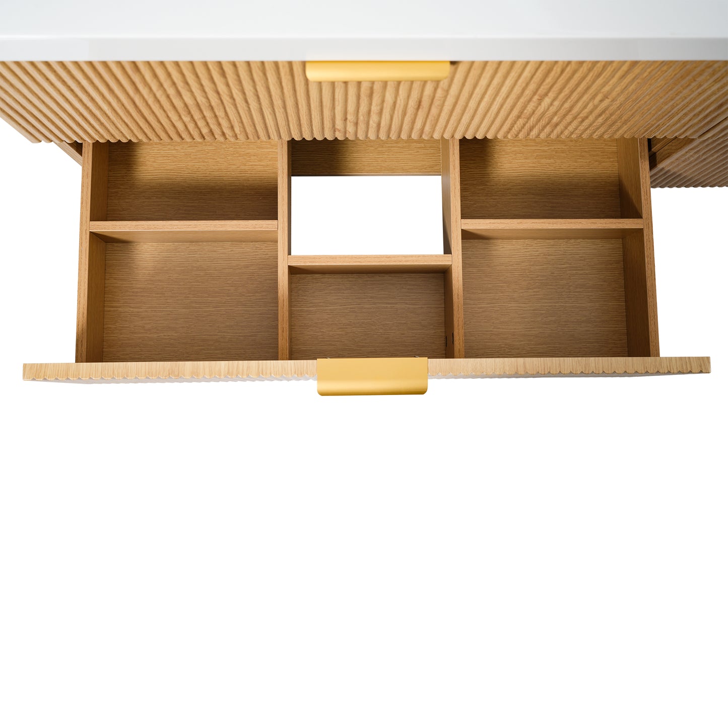 Dexmalle 60-in Brown Wall-Mounted Double Sink Bathroom Vanity With White SMC Top and Four Drawers