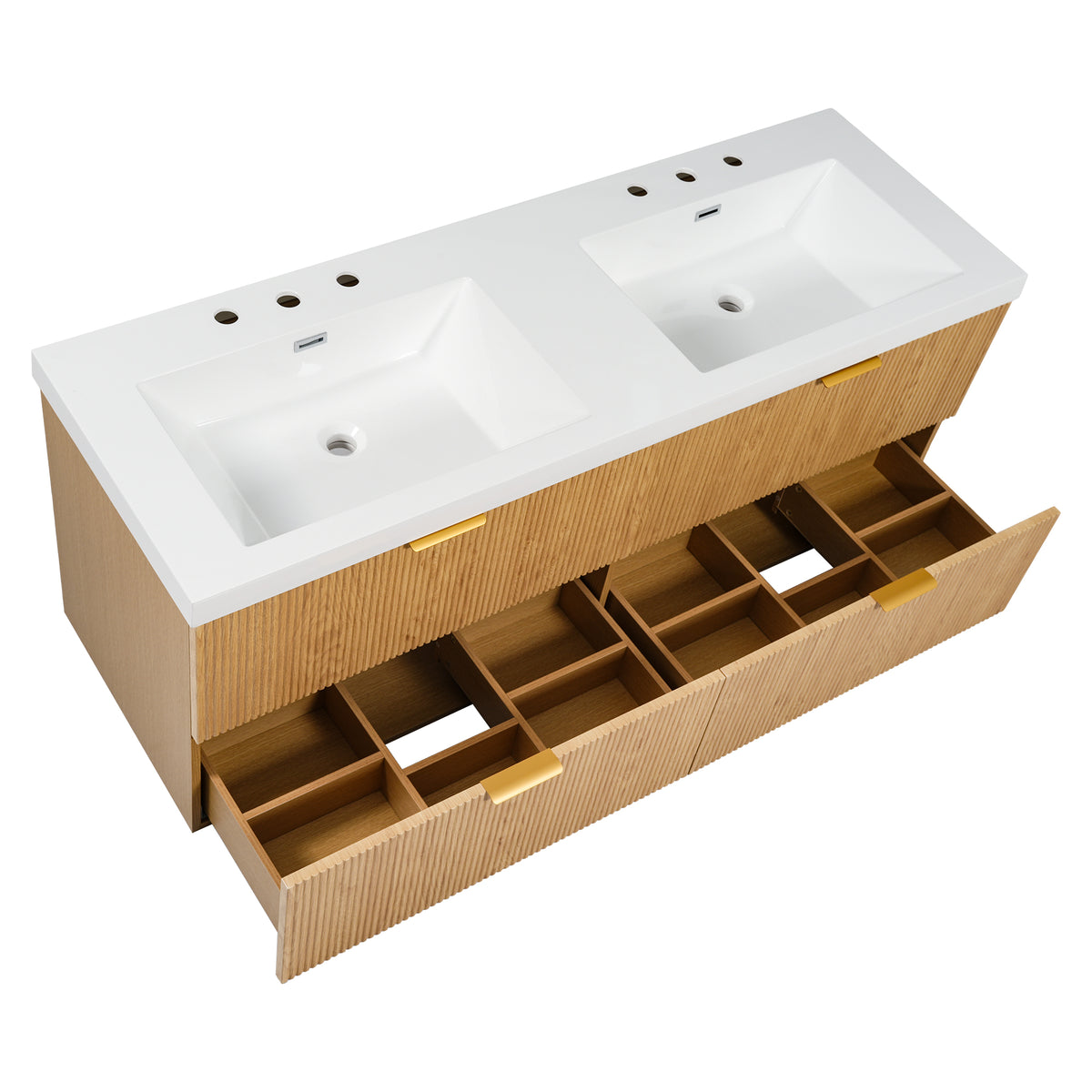 Dexmalle 59.3 Inch Double Sink Bathroom Vanity with SMC Top
