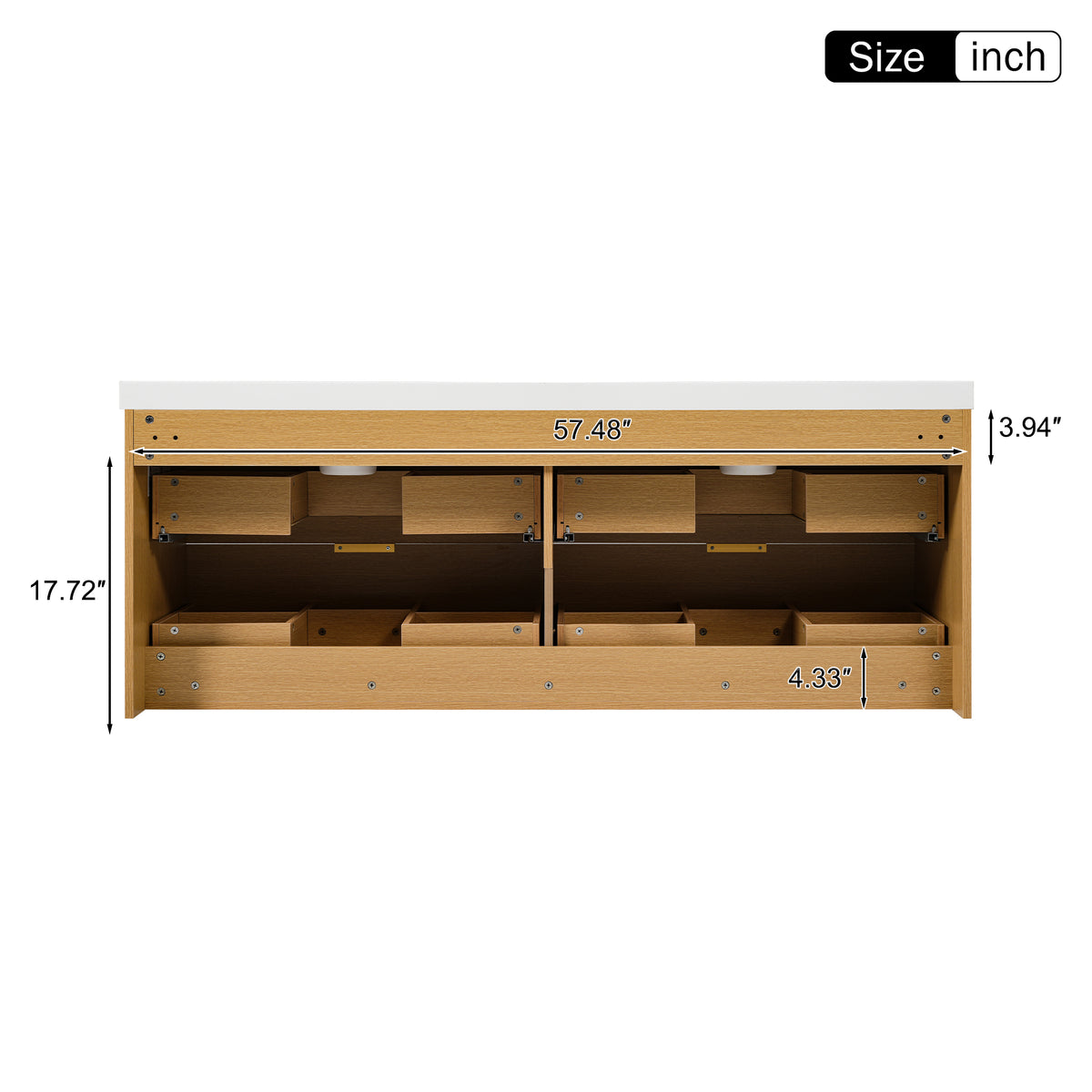 Dexmalle 59.3 Inch Double Sink Bathroom Vanity with SMC Top