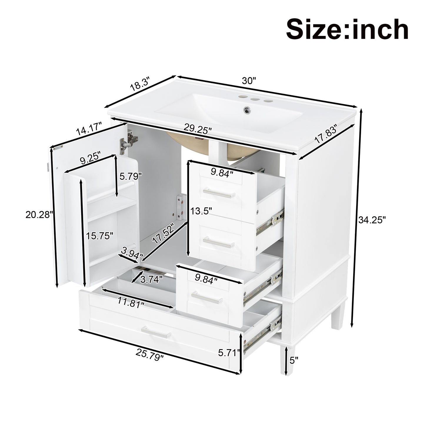 Dexmalle 30-in White Modern Freestanding Single Sink Bathroom Vanity with Ceramic Sink