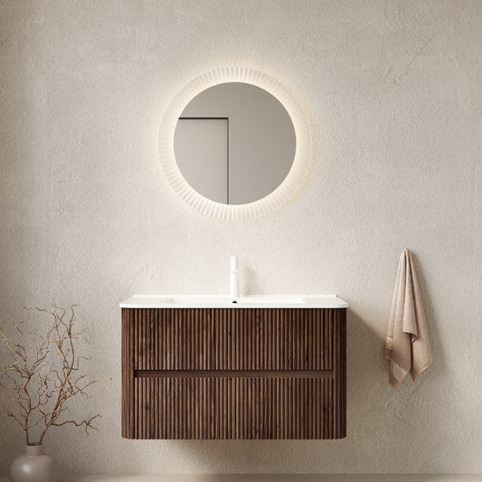 Dexmalle 36" Bathroom Vanity with Sink, Wall-Mounted Floating Plywood Bathroom Storage Cabinet with 2 Drawers