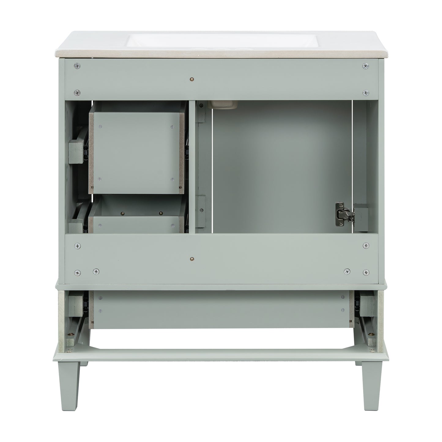 Dexmalle 30-in Light Green Freestanding Single Sink Bathroom Vanity with White Ceramic Top and Drawers