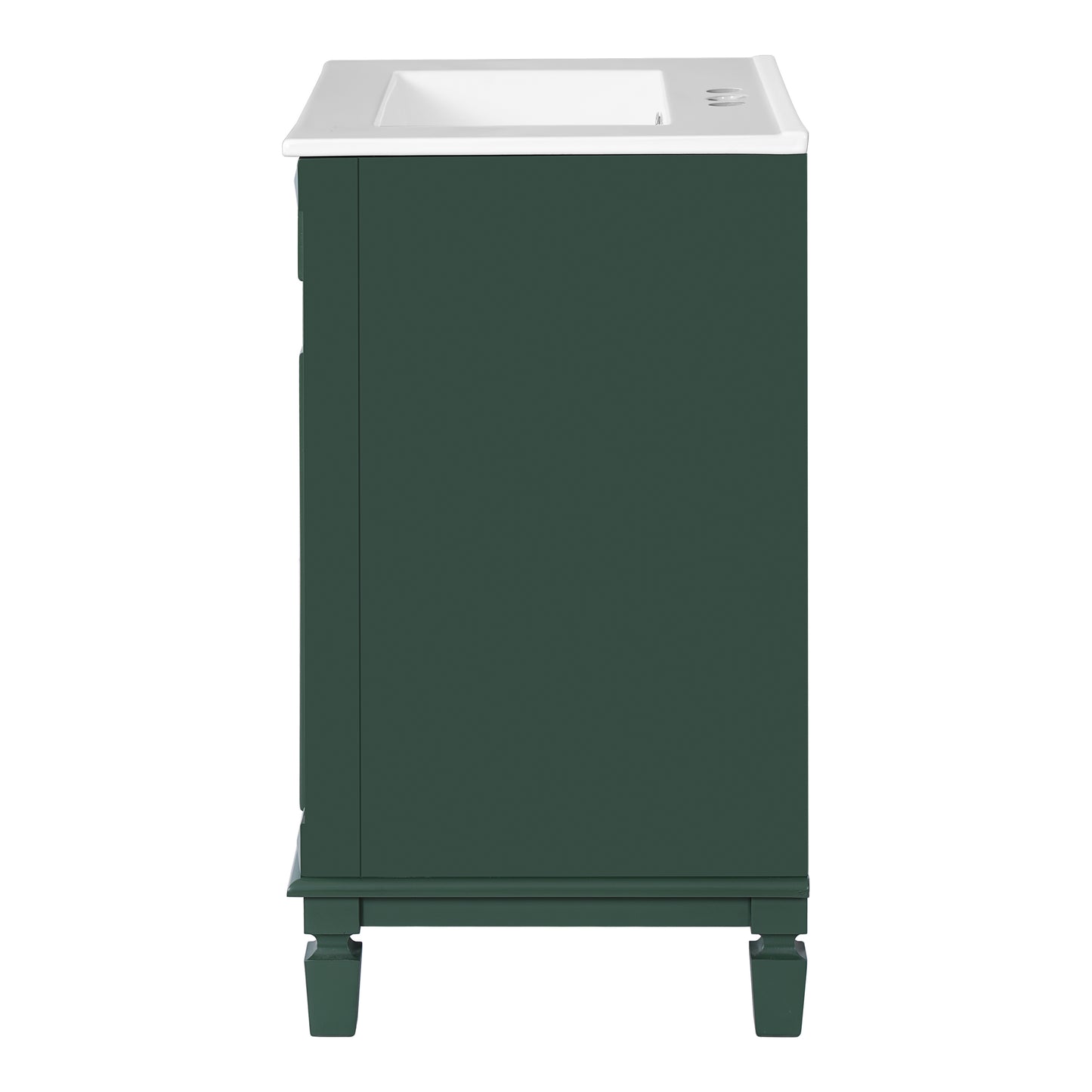 Dexmalle 24-in Green Modern Freestanding Single Sink Bathroom Vanity With Whtie Top and Two Drawers