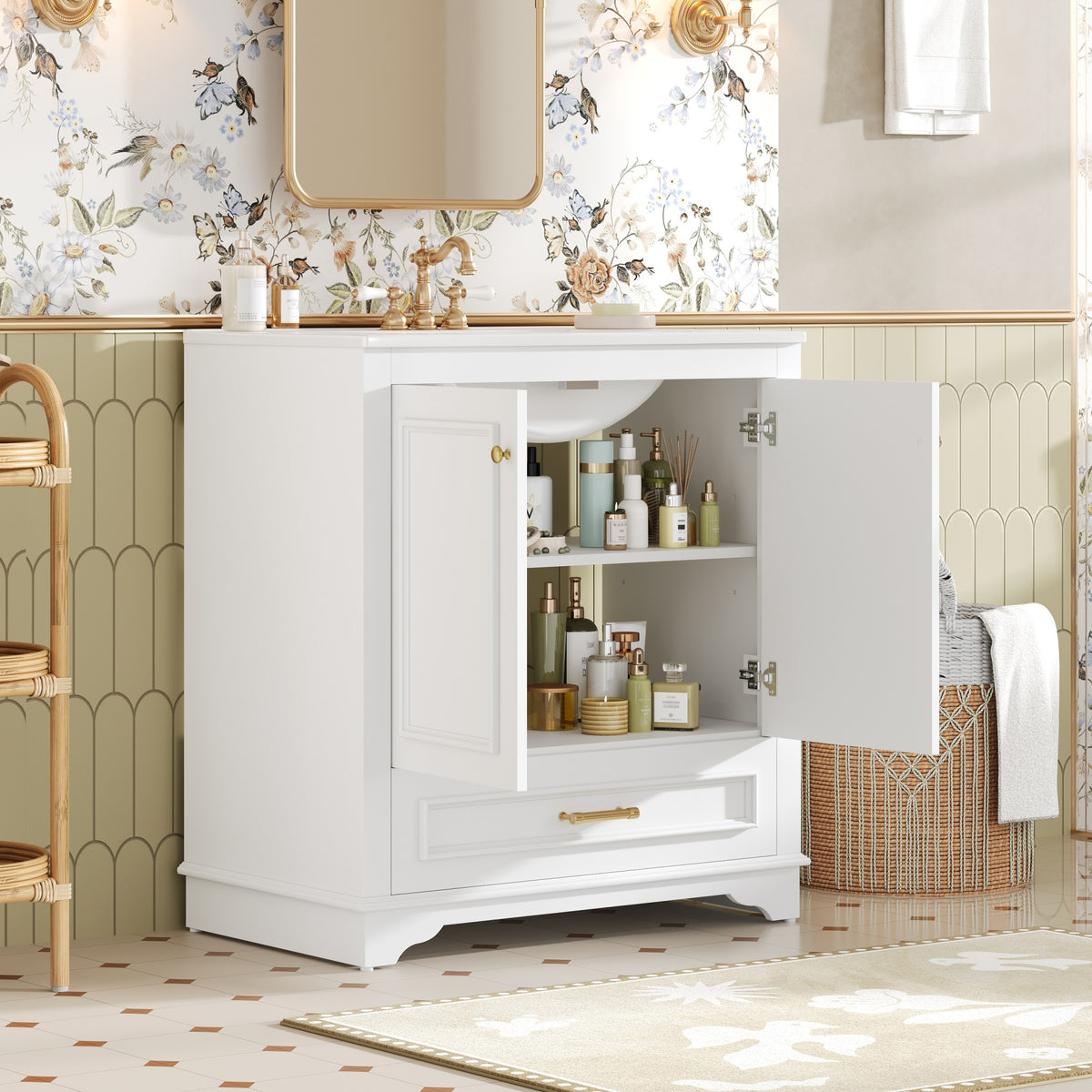 Dexmalle 30" Luxurious Bathroom Vanity with Ceramic Sink