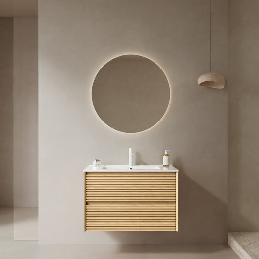 Dexmalle 30" Bathroom Vanity with Sink, Wall-Mounted Floating Plywood Bathroom Storage Cabinet with Drawers