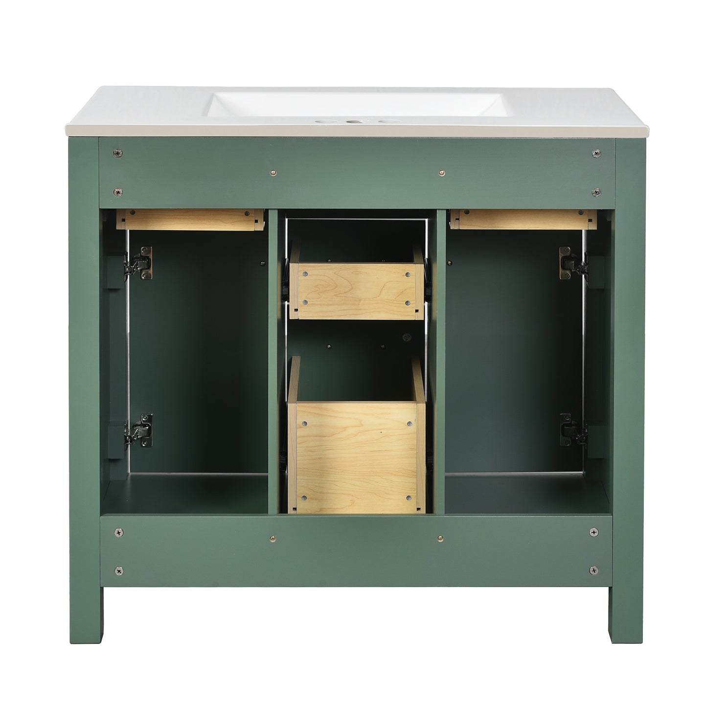 Dexmalle 36-in Green Undermount Single Sink Bathroom Vanity with White Ceramic Top and Four Drawers