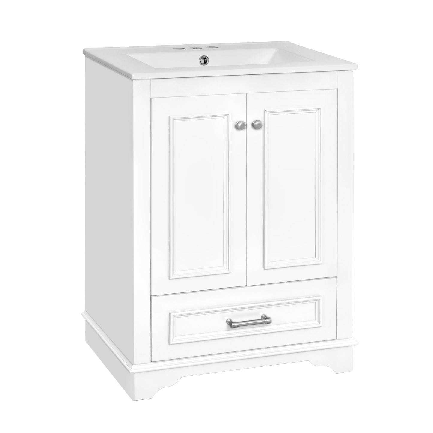 Dexmalle 24-in White Freestanding Single Sink Bathroom Vanity with White Ceramic Top