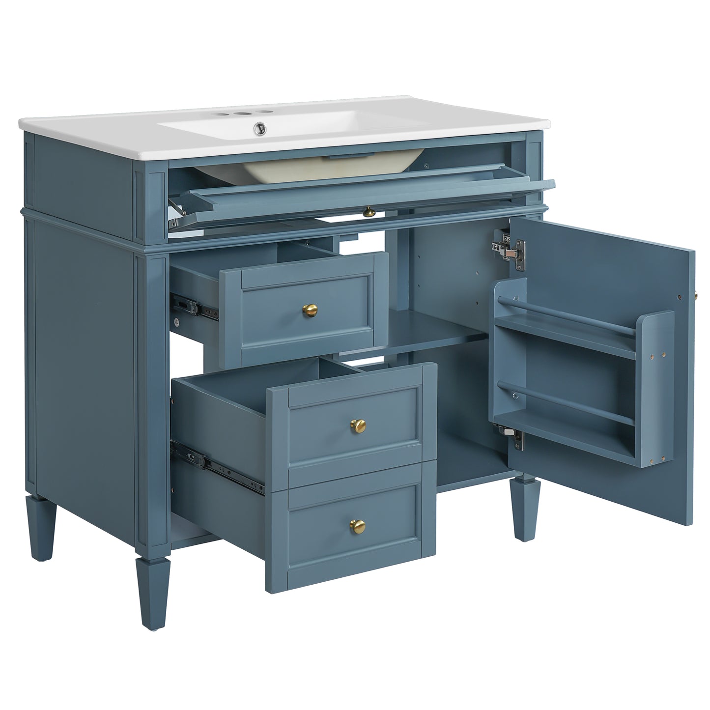 Dexmalle 36inch Bathroom Vanity with Top Sink 2 Drawers and a Tip-out Drawer