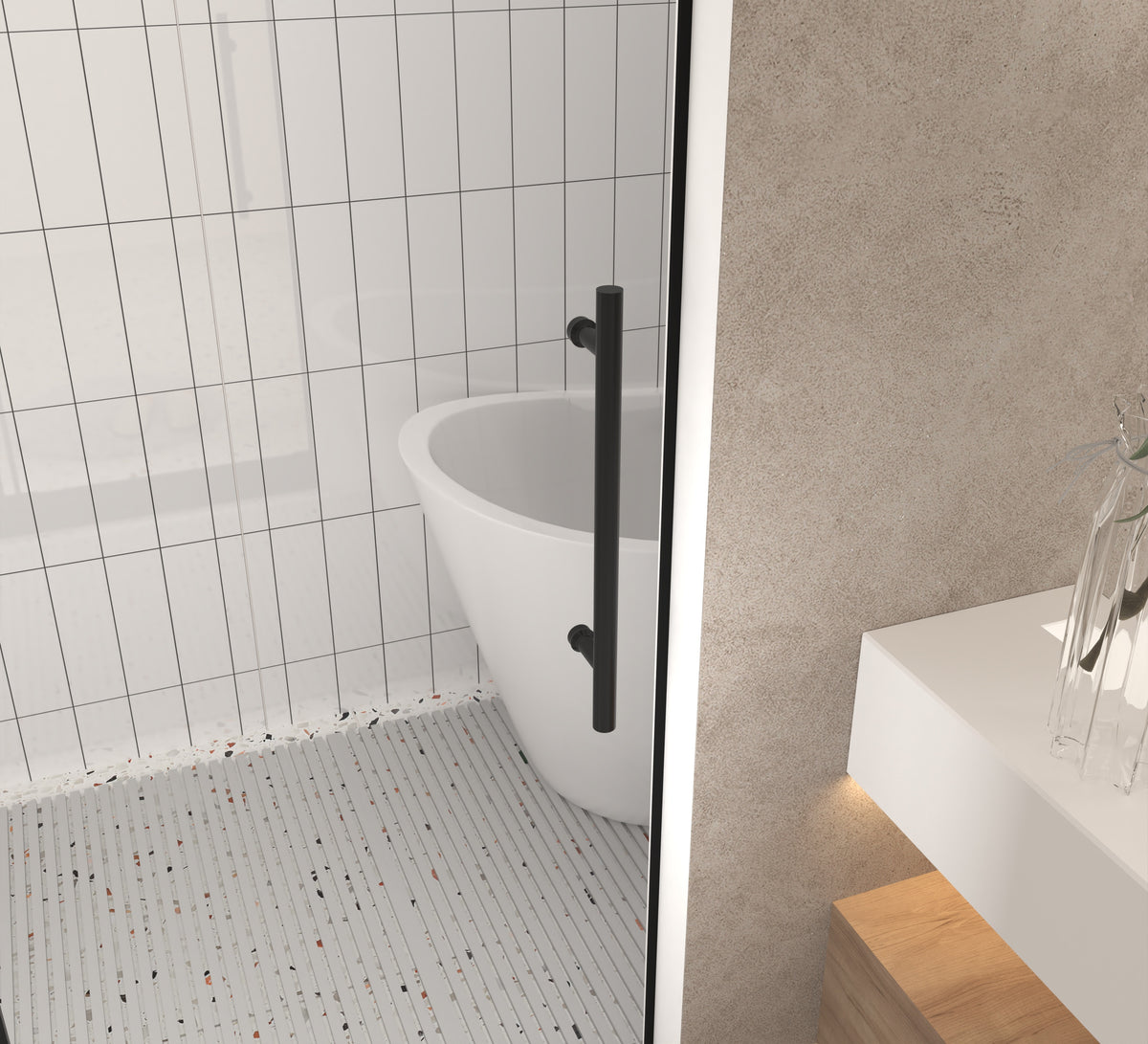 Dexmalle Frameless shower door 56-60 "W x 76" H