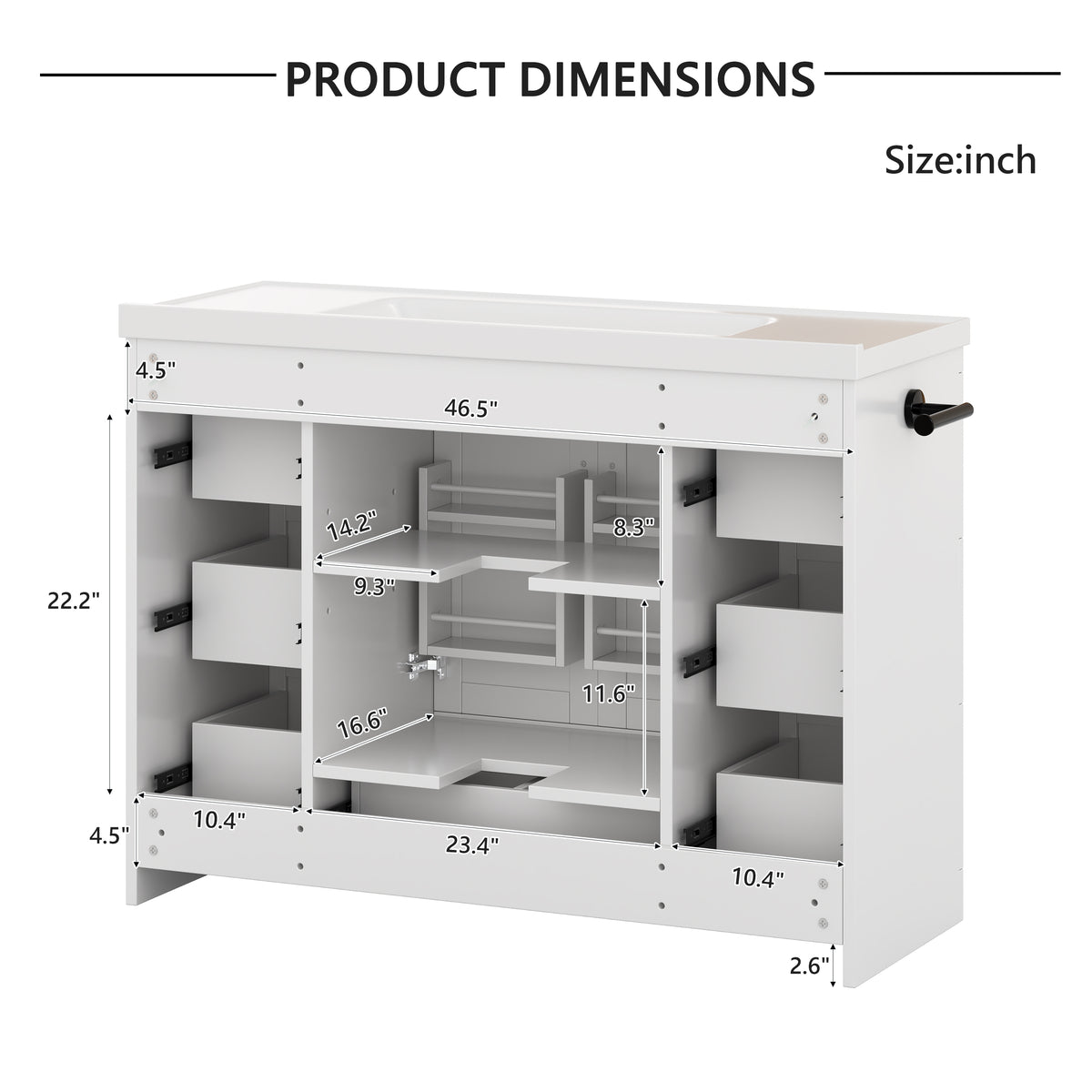 Dexmalle 48 Inch White Bathroom Vanity with Sink