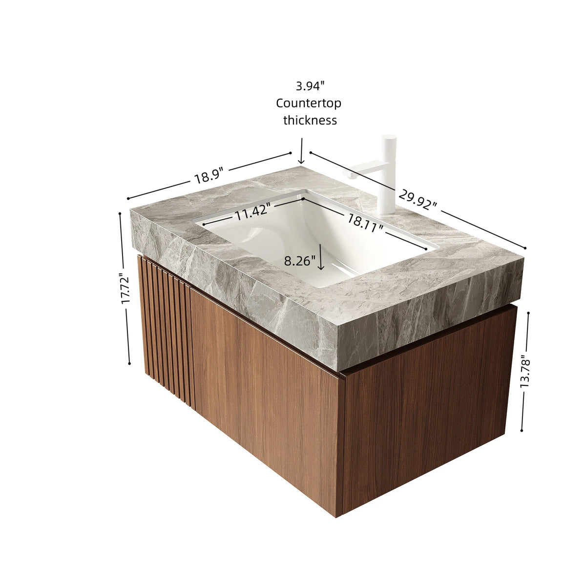 Dexmalle Bathroom Vanity&Sink, Floating Plywood Storage Cabinet with Drawer&Door